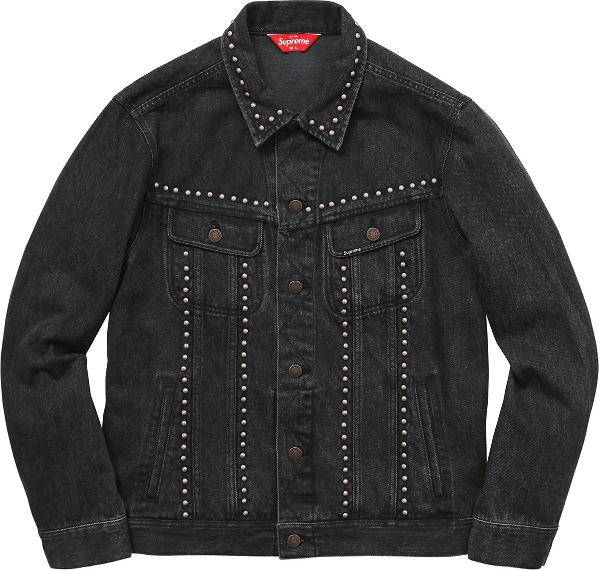 Studded Denim Trucker Jacket view 4